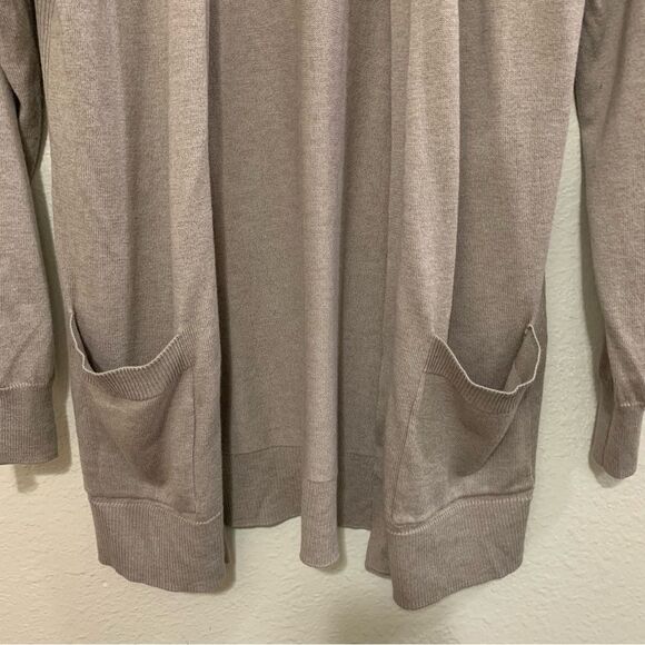 MATTY M Cardigan Women’s Medium Tan Long Line Open Front Long Sleeve Pockets. - Picture 4 of 11